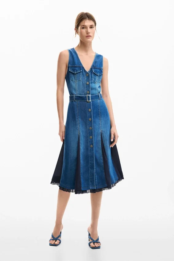 Abito midi in denim Abito midi in denim