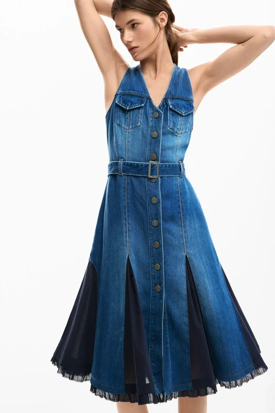 Abito midi in denim Abito midi in denim
