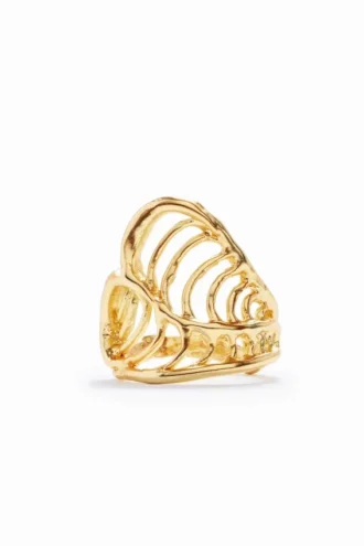 Anello a forma di cuore con foglia placcato in oro Zalio