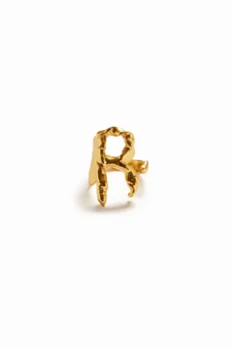 Anello con lettera R placcato oro Zalio
