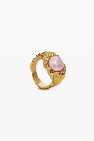 Anello con perla placcato in oro Zalio