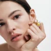 Anello con perla placcato in oro Zalio