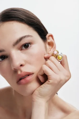 Anello con perla placcato in oro Zalio