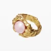 Anello con perla placcato in oro Zalio