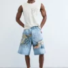 Bermuda in denim con toppe