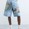 Bermuda in denim con toppe