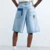 Bermuda in denim con toppe