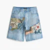 Bermuda in denim con toppe