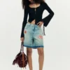 Bermuda in denim stampato