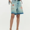 Bermuda in denim stampato