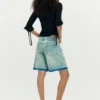Bermuda in denim stampato