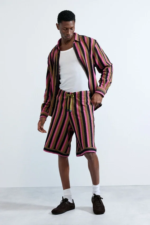 Bermuda in maglia a righe Bermuda in maglia a righe