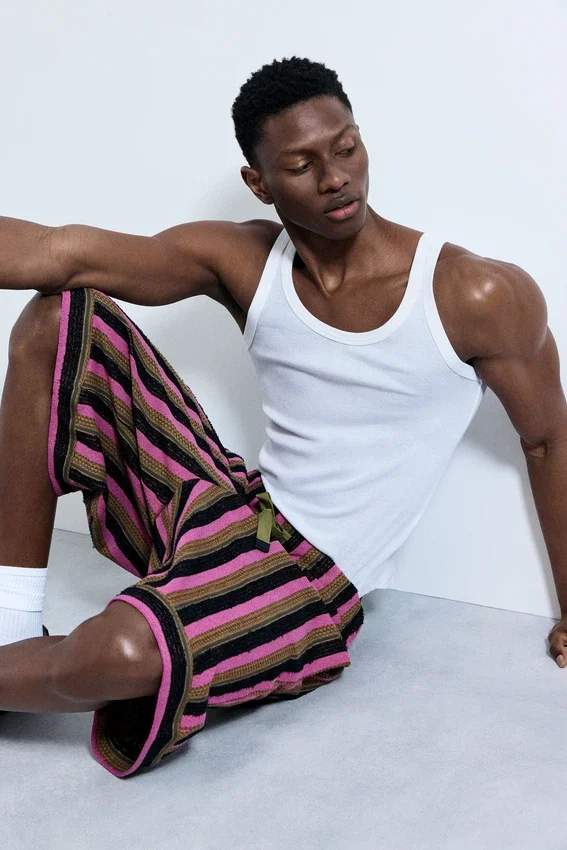 Bermuda in maglia a righe Bermuda in maglia a righe