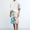 Bermuda in maglia con fiori