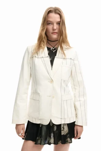 Blazer a righe asimmetrico