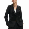Blazer con toppe a righe