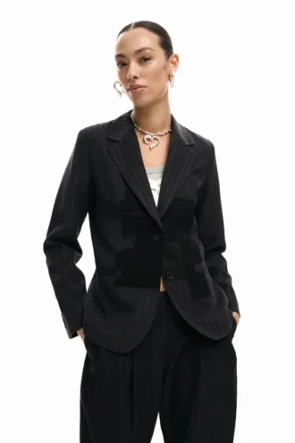Blazer con toppe a righe