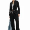 Blazer con toppe a righe