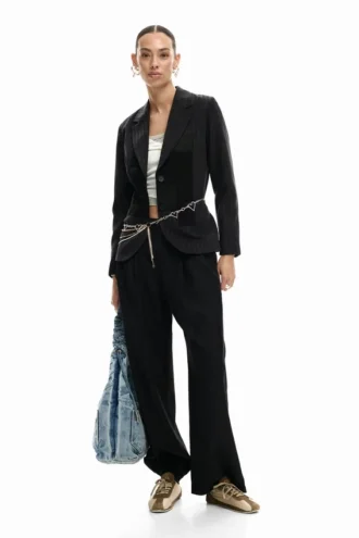 Blazer con toppe a righe