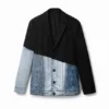 Blazer in denim bimateriale