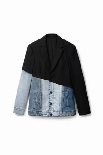 Blazer in denim bimateriale