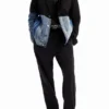 Blazer in denim bimateriale