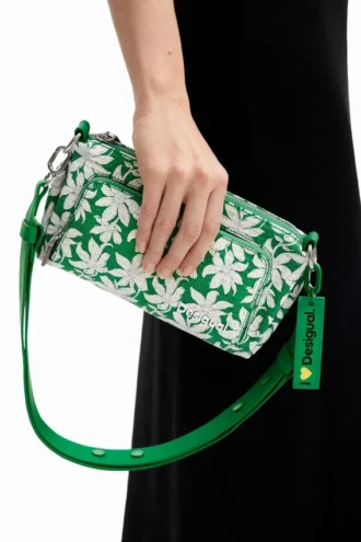 Borsa a tracolla S con motivo floreale testurizzato