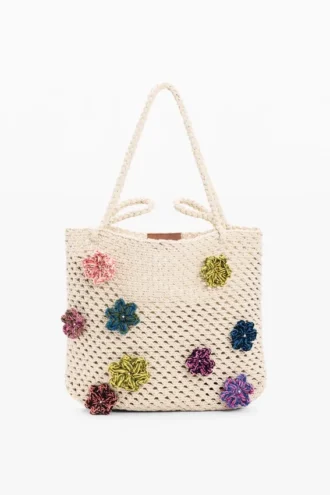 Borsa all’uncinetto con fiori