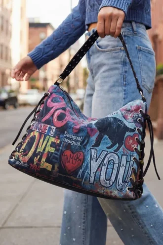 Borsa grande con stampa graffiti
