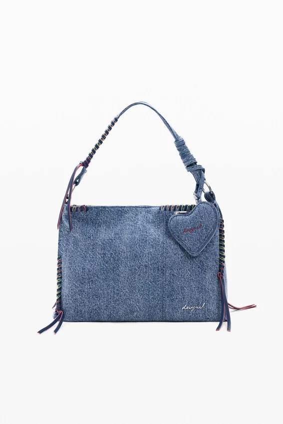 Borsa grande in denim a forma di cuore Borsa grande in denim a forma di cuore