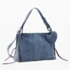 Borsa grande in denim a forma di cuore Borsa grande in denim a forma di cuore