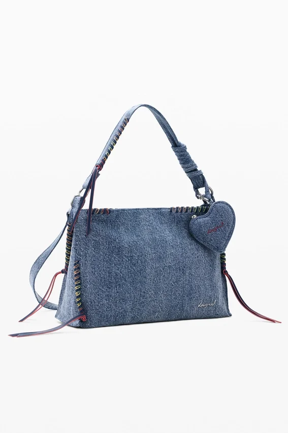 Borsa grande in denim a forma di cuore Borsa grande in denim a forma di cuore