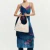 Borsa grande in tela con fiori