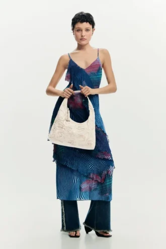 Borsa grande in tela con fiori