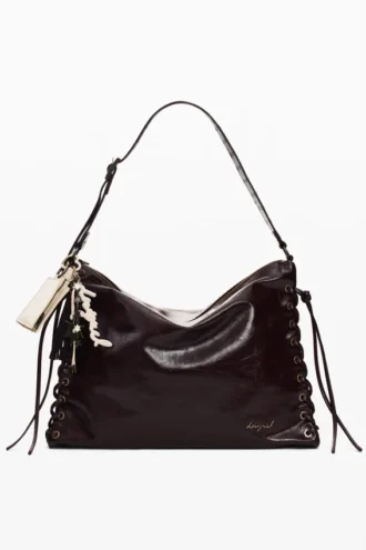 Borsa grande lucida intrecciata