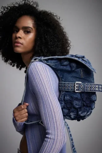 Borsa in denim blu