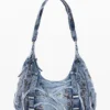 Borsa in denim con fibbie