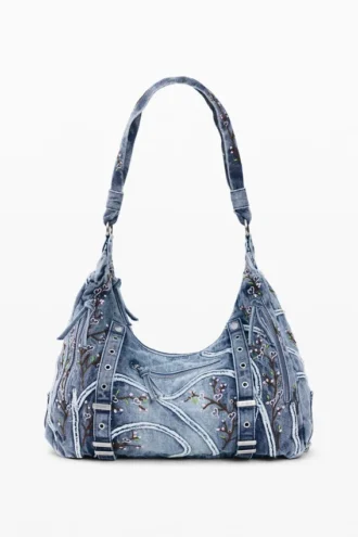 Borsa in denim con fibbie