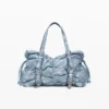 Borsa in denim con ruches Borsa in denim con ruches