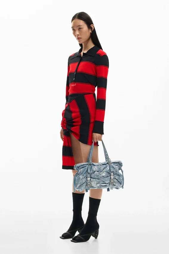 Borsa in denim con ruches Borsa in denim con ruches