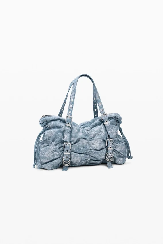 Borsa in denim con ruches Borsa in denim con ruches