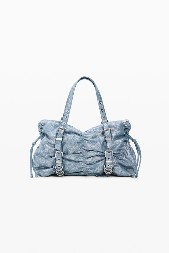 Borsa in denim con ruches Borsa in denim con ruches