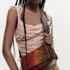 Borsa in denim con toppe