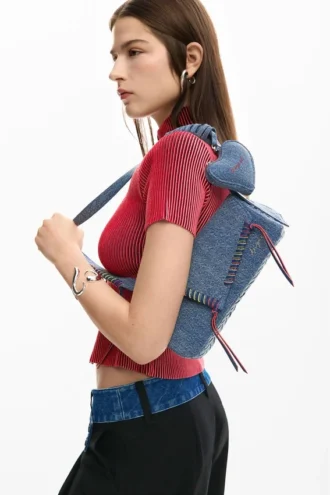 Borsa in denim ricamata Borsa in denim ricamata