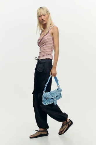 Borsa in denim ricamata