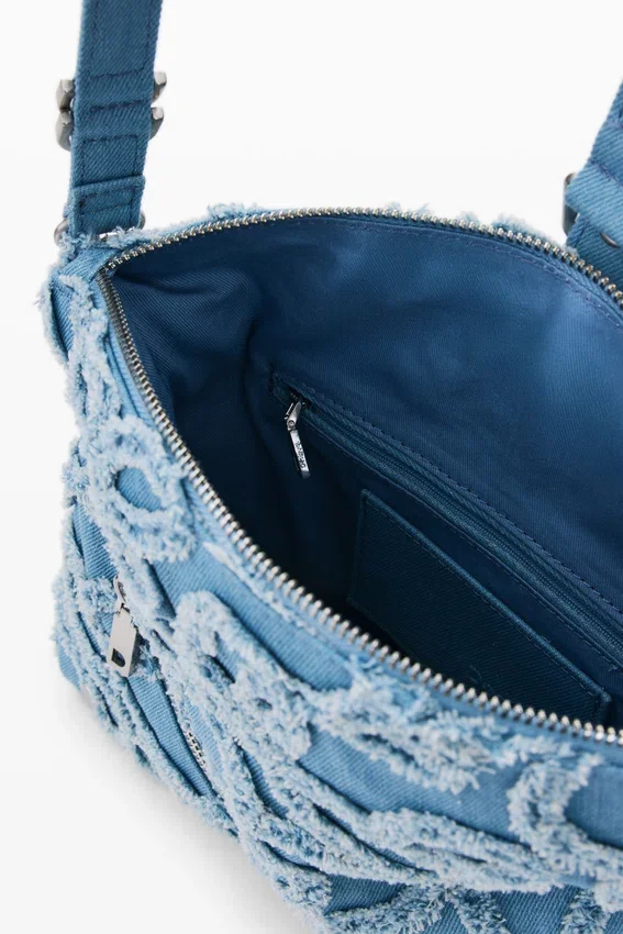Borsa in denim ricamata Borsa in denim ricamata