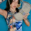 Borsa in denim tinto