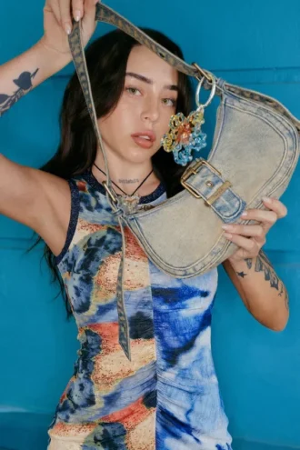 Borsa in denim tinto