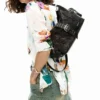 Borsa media con applicazioni floreali Borsa media con applicazioni floreali