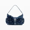 Borsa media in denim a fiori